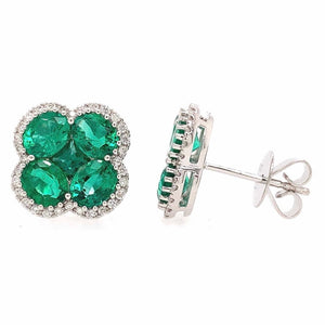 Ladies Green 2.84ct tw Emerald and Diamond Earrings