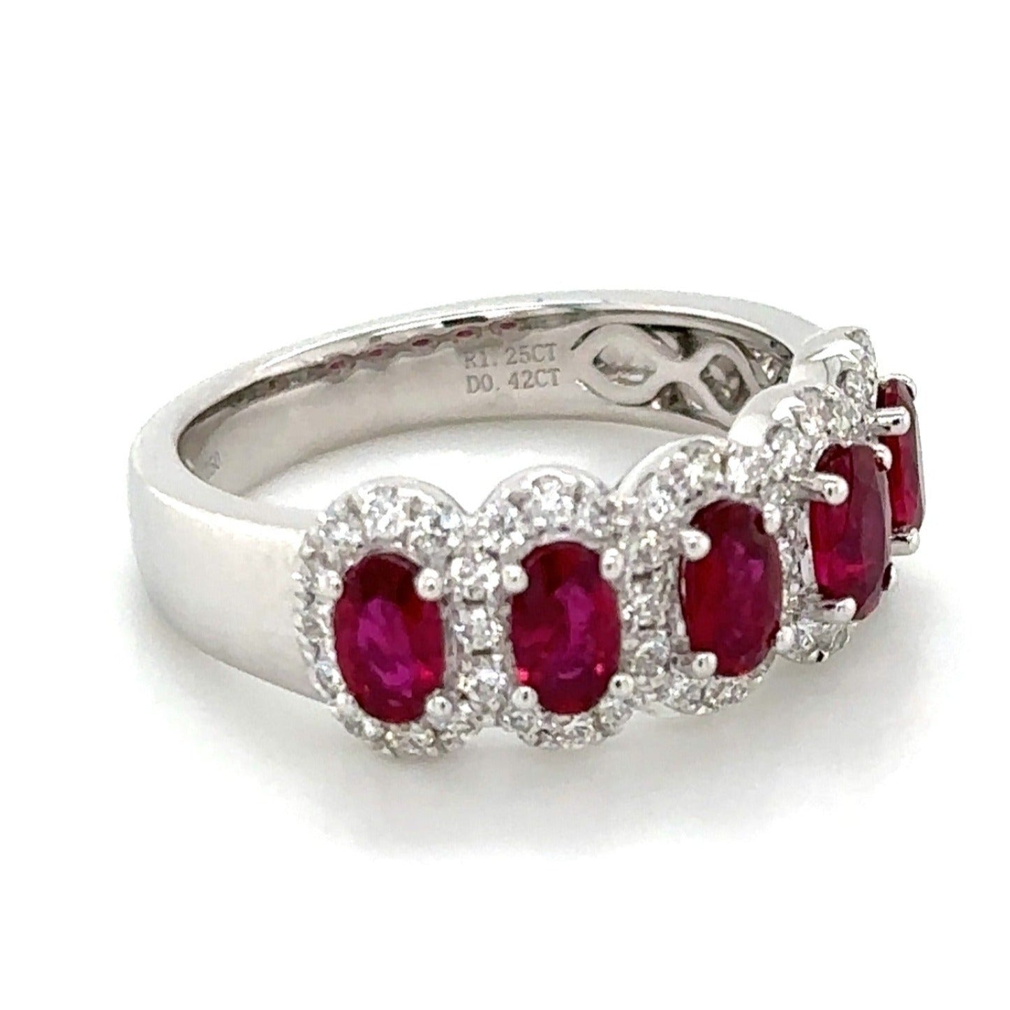 Five Stone Ruby & Diamond Anniversary & Right Hand Ring