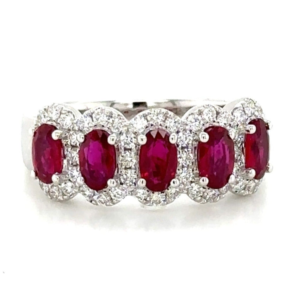 Five Stone Ruby & Diamond Anniversary & Right Hand Ring