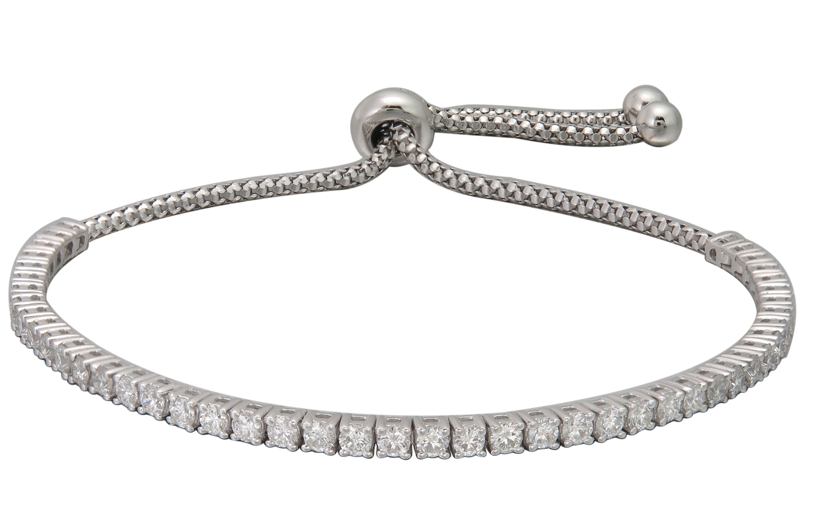 1.26ct t.w. Diamond Tennis Riviere Line Adjustable Bracelet