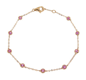 Pink Sapphire Gem Stone Diamond By The Yard Bracelet 0.62ct tw