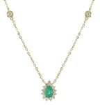 Ladies Diamond & Emerald Pendant Necklace