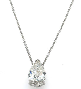 GIA Certified 3.68Carat Diamond Pear-shape Solitaire Pendant Necklace