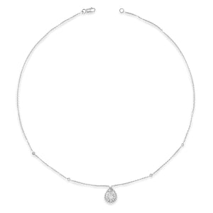 0.83ct tw Pear Shape Halo Diamond Pendant Necklace