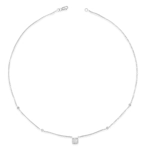 0.38ct tw Invisible-set Shape Halo Diamond Pendant Necklace