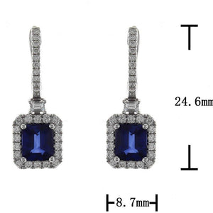 Royal Blue Emerald-cut Sapphire & Diamond Statement Earrings