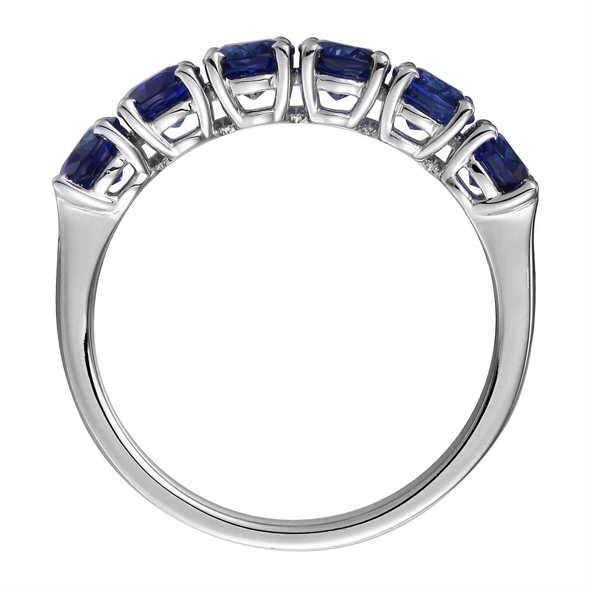 Six Royal Blue Sapphire Oval Cut Ring 2.67ct tw