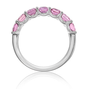 3.30ct tw Emerald-cut Pink sapphire Gemstone Birthstone Half Eternity Ring