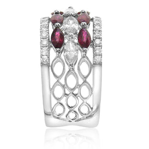 2.91ct tw Ruby Marquise-cut and White Diamond Ring