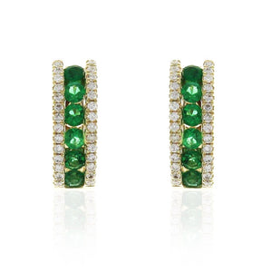 Ladies Emerald & Diamond Huggie Earrings 0.56ct tw