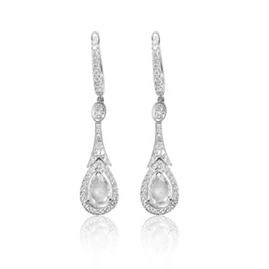 Pear Shape Rose-cut Diamond Drop Statement Earrings 2.09ct tw