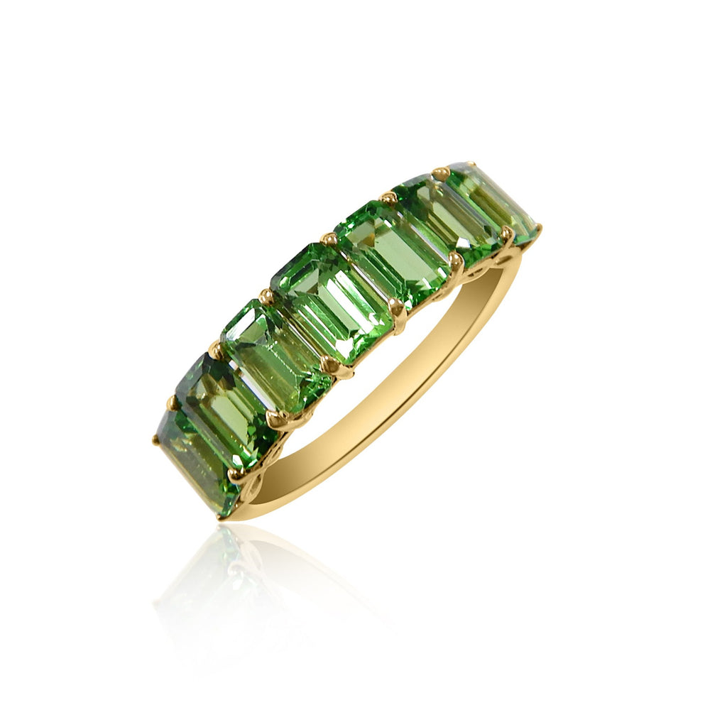 2.47CT TW Emerald-cut Tsavorite Gemstone Birthstone Half Eternity Ring