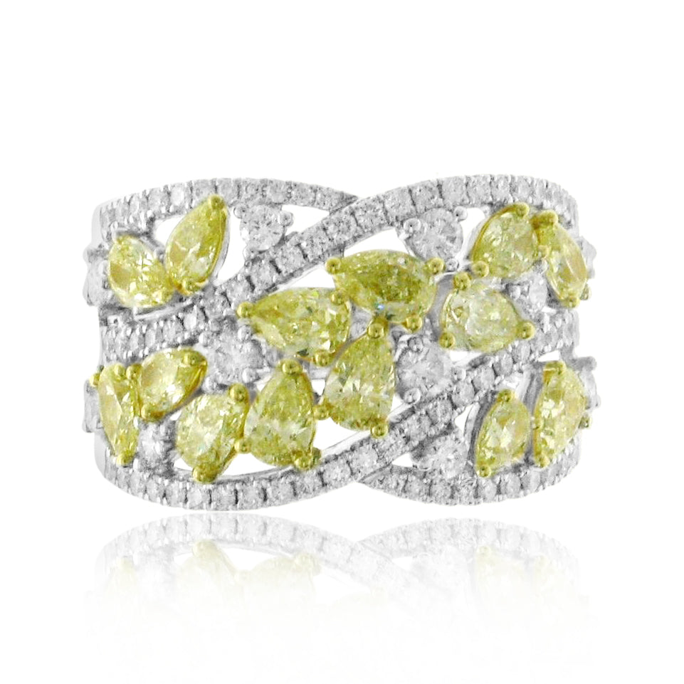 2.80ct tw Canary Fancy Yellow & White Cocktail Diamond Ring