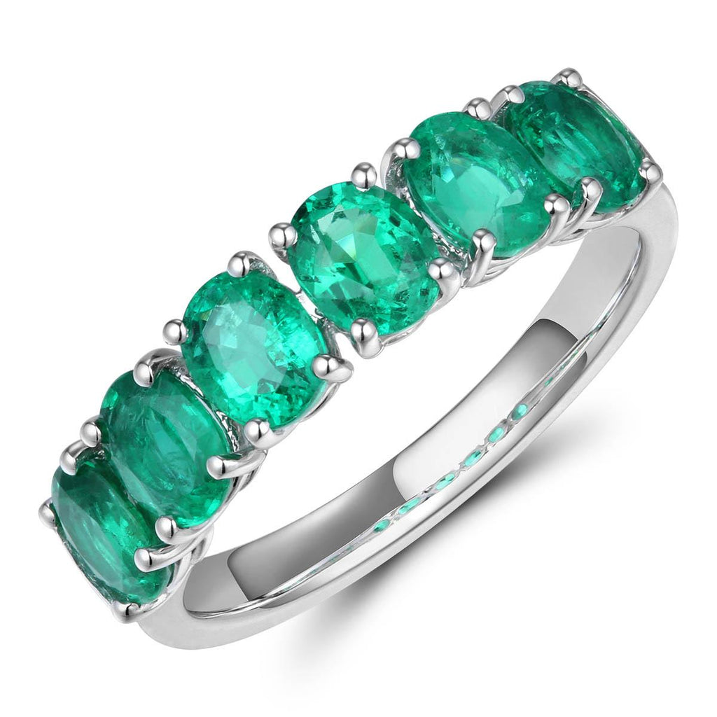 Six Emerald Oval Cut Right-hand Ring 2.06ct tw
