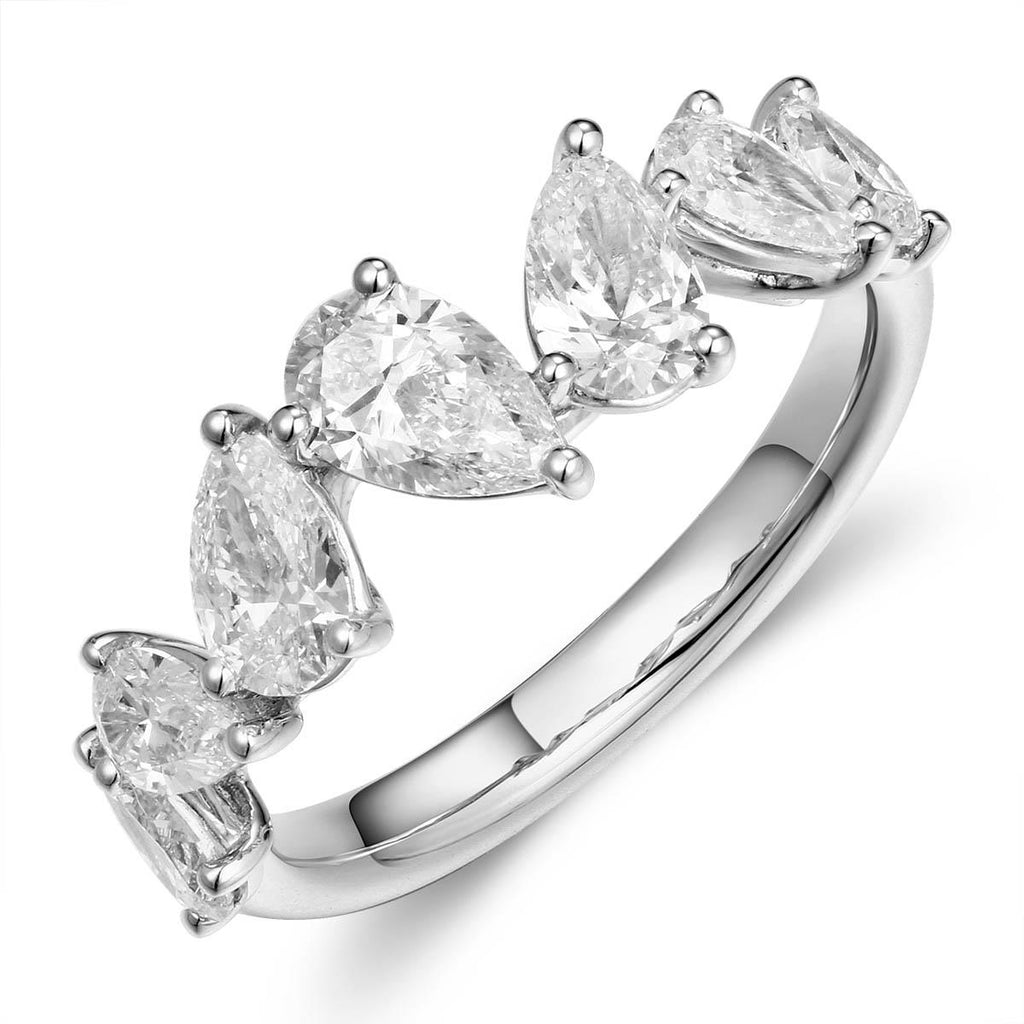 Pear-Cut Off Center Single Prong 1.68ct tw Diamond Ring