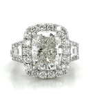 GIA 6.58ct t.w. Henri Daussi 3 Stone Cushion Cut Engagement & Anniversary Ring