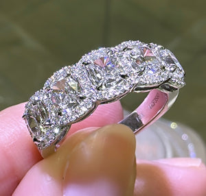 Henri Daussi Cushion Cut Five Stone 1.84ct tw Diamond Ring