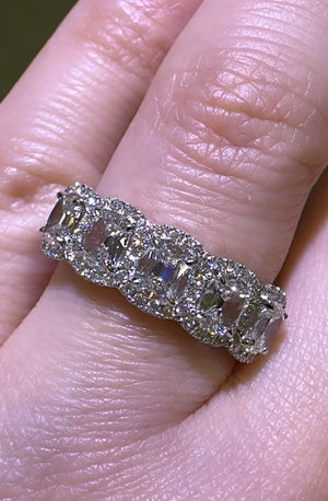Henri Daussi Cushion Cut Five Stone 1.84ct tw Diamond Ring