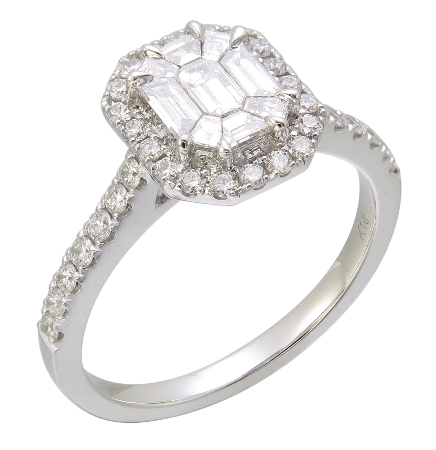 0.72ct tw Diamond Octagonal with Halo invisible Ring