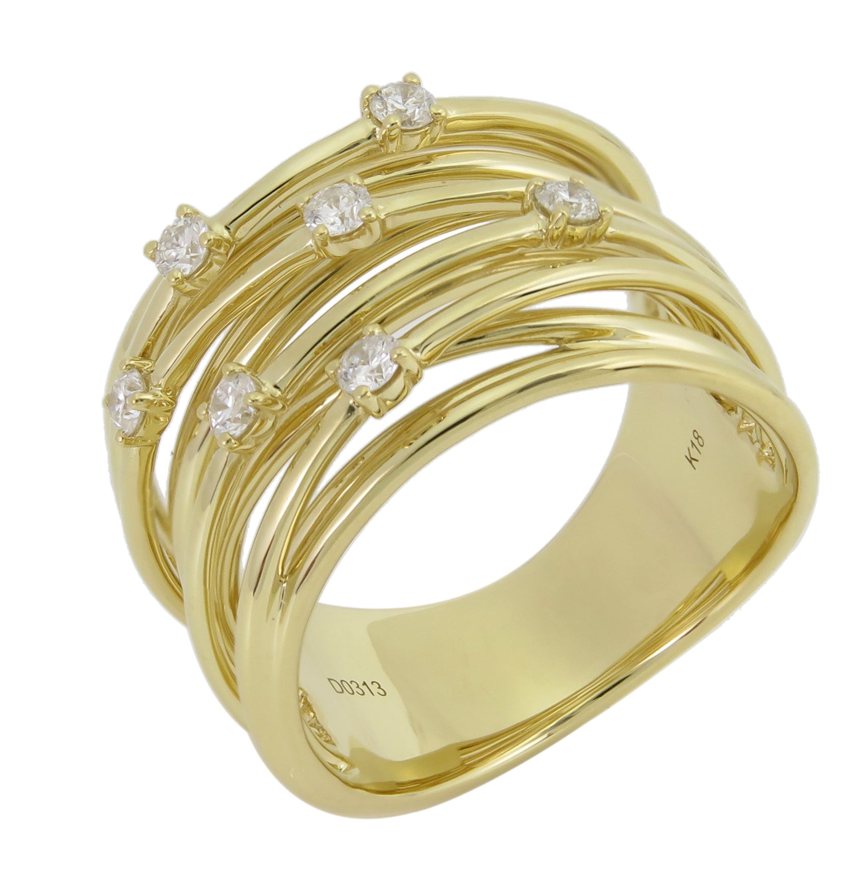 Ladies Dazzling 0.31ct tw Diamond Overlap Style Yellow Gold Fancy Ring