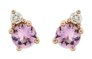 Diamond and Pink Sapphire Stud Earring 0.48ct tw