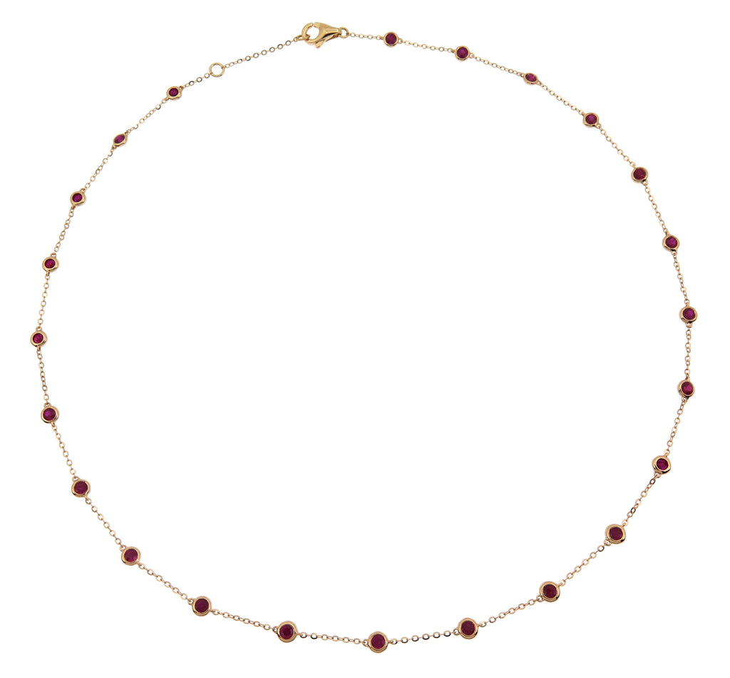 1.83CT T.W. Ruby Diamond by the Yard Chain Necklace