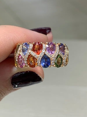 Rainbow Sapphire Rose Gold Ring - HANIKEN JEWELERS NEW-YORK