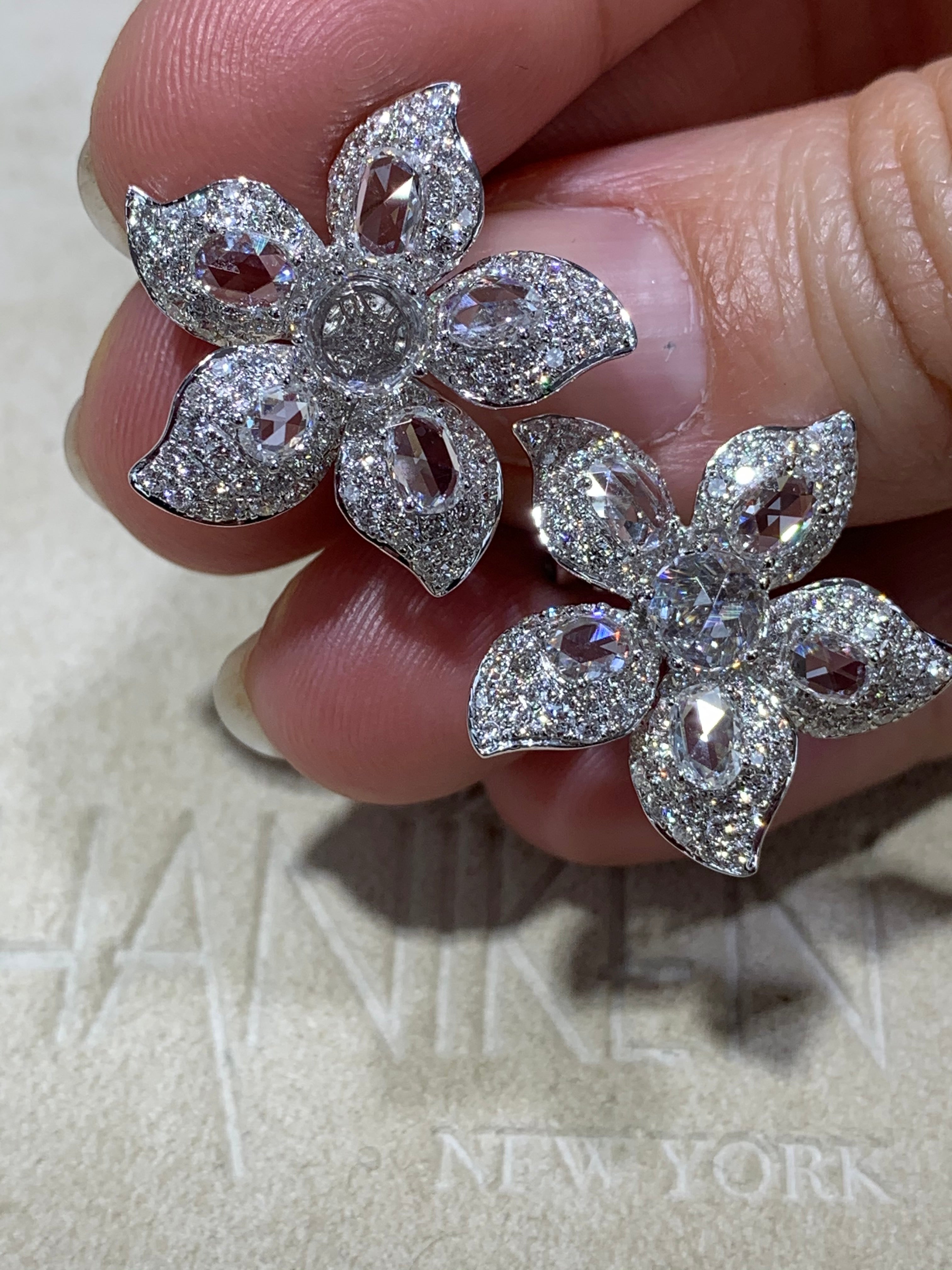 Diamond Earring Rose Cut Diamond GIA