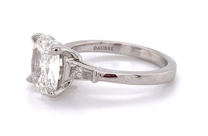 Henri Daussi Cushion Cut 3 stone Dimond Engagement Ring - HANIKEN JEWELERS NEW-YORK