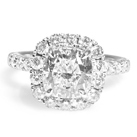 Henri Daussi 2.01ct GIA Certified Cushion Cut Halo Diamond Engagement Ring Totaling 2.90ct tw