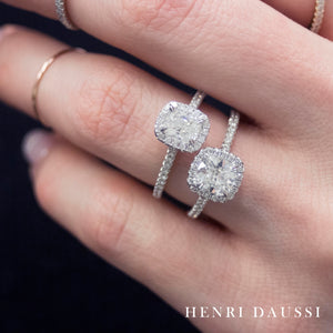 1.27ctw Henri Daussi Cushion with Halo Engagement Ring - HANIKEN JEWELERS NEW-YORK