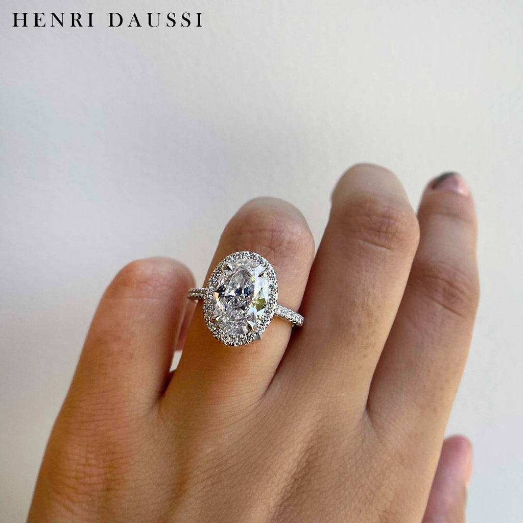 2.08CT T.W. Henri Daussi GIA Certified Oval-cut Halo Diamond Engagement Ring