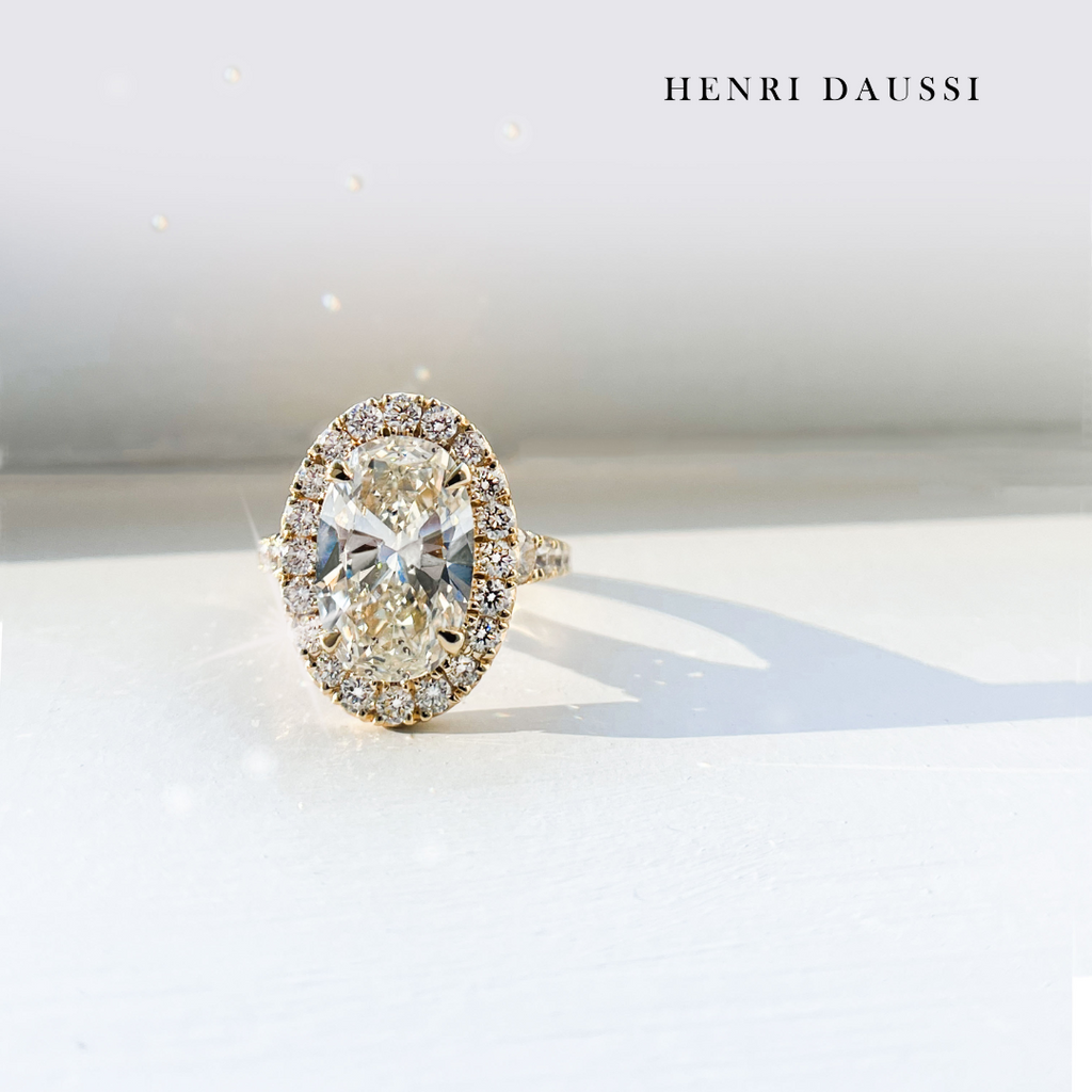 GIA Certified 1.45CT T.W. Henri Daussi Oval Halo Diamond Engagement Ring