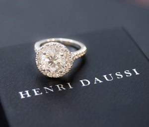 Henri Daussi 1.29ct t.W. Round with Halo Engagement Ring - HANIKEN JEWELERS NEW-YORK