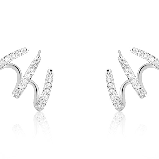 Ladies Diamond Triple Huggie Earrings 0.72ct tw