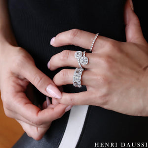 Henri Daussi Cushion Cut Five Stone 0.97ct tw Wedding & Anniversary Diamond Ring