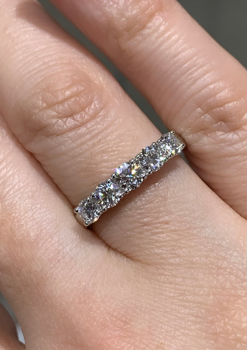 Five Stone Diamond Anniversary Ring 0.96ct tw