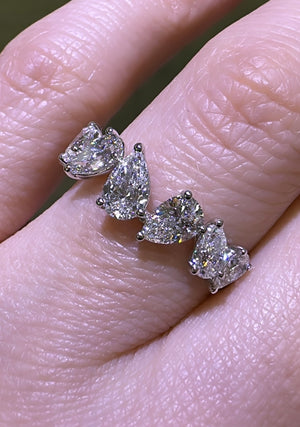 Pear-Cut Off Center Single Prong 1.68ct tw Diamond Ring