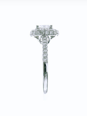 Oval Shape Diamond Halo White Gold Engagement Ring