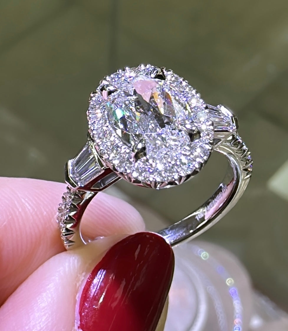 GIA Certified 2.29CT T.W. Henri Daussi Oval Halo Diamond Engagement Ring