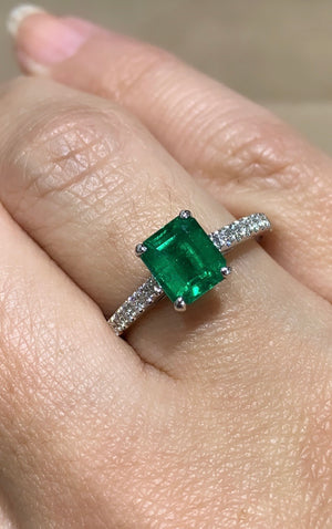 Emerald & Diamond Engagement Ring