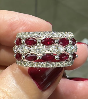 2.91ct tw Ruby Marquise-cut and White Diamond Ring