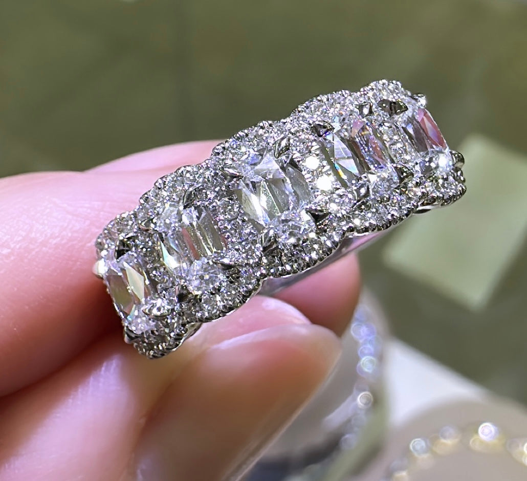 Henri Daussi Cushion Cut Five Stone 1.53ct tw Wedding & Anniversary Diamond Ring