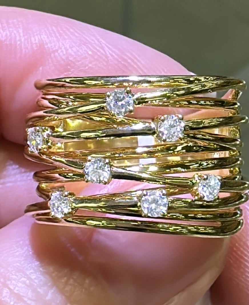 Ladies Dazzling 0.31ct tw Diamond Overlap Style Yellow Gold Fancy Ring