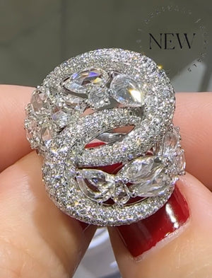 Glamorous 3.90ct tw Diamond Rose-Cut Mix-Shape Fancy Cocktail Ring