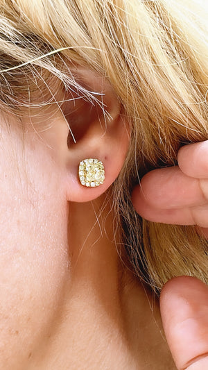 1.23ct tw Canary Fancy Yellow Diamond Stud Earrings
