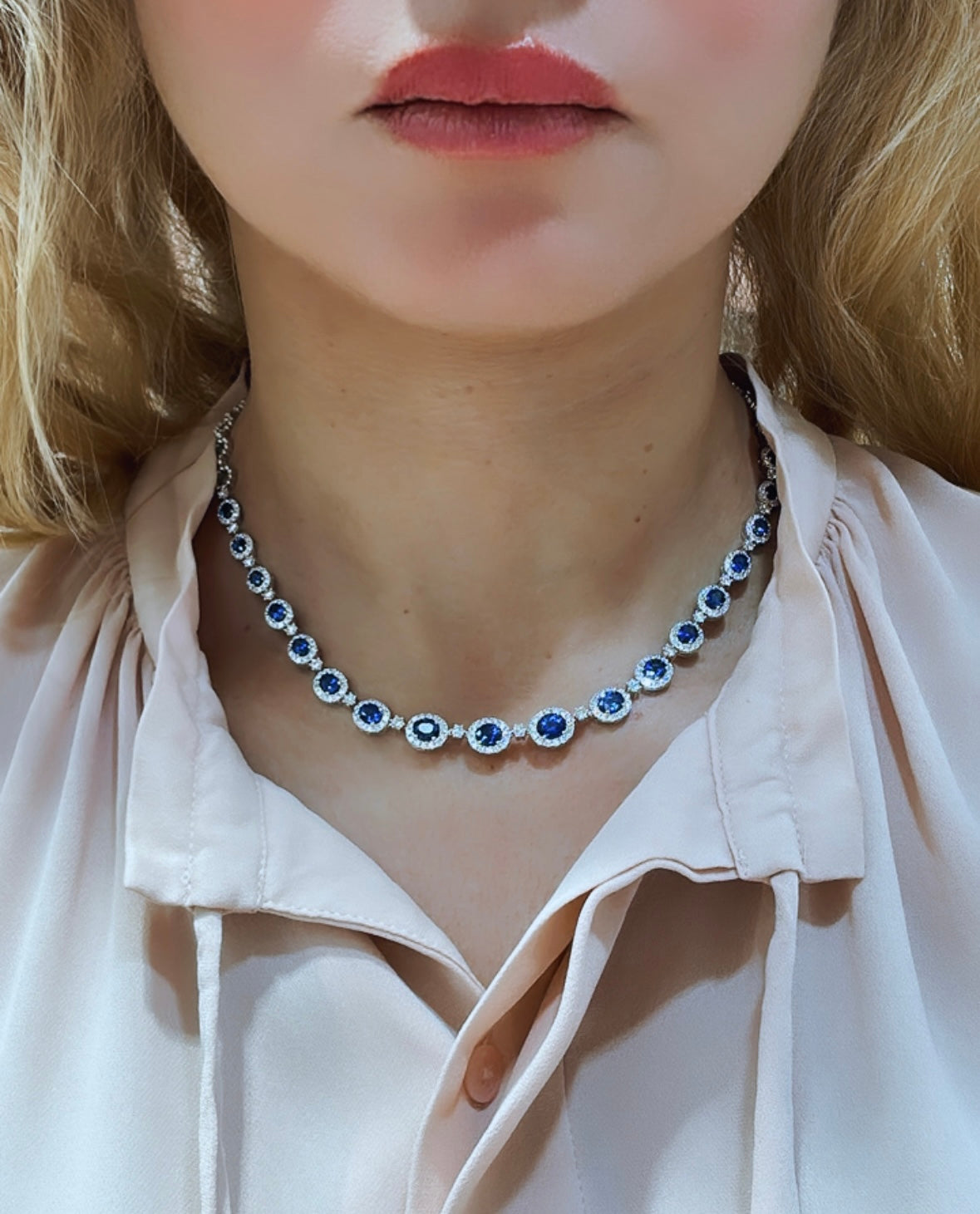 Evie Crystal Geometric Statement Necklace - Blue – Spilled Glitter, LLC