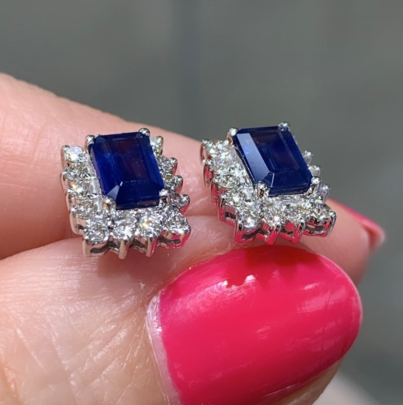 Sapphire And Diamond Push Back Earrings