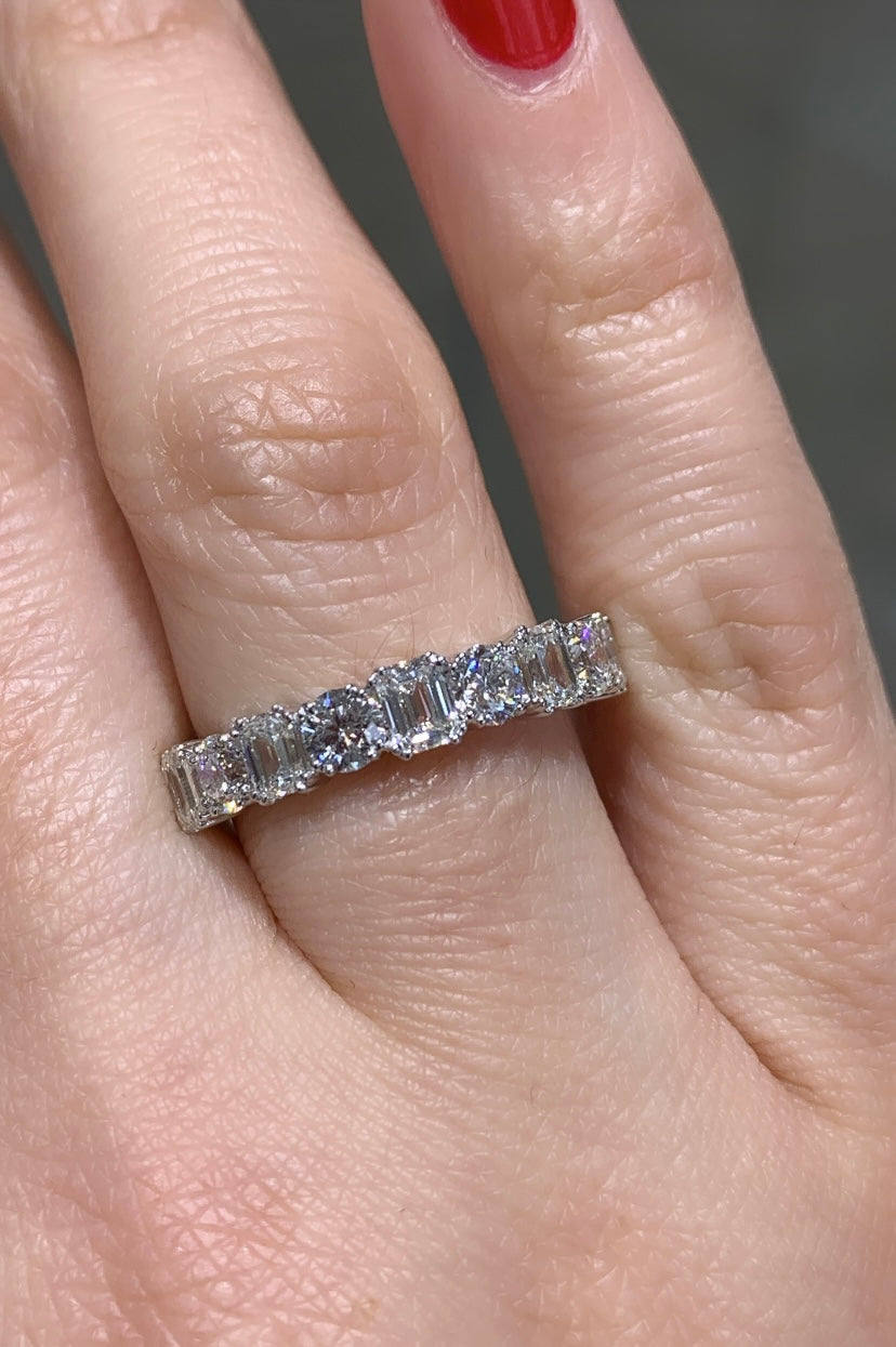 Mixed-Shape Round & Emerald-Cut 1.67ctw Diamond Ring