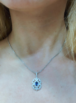 Diamond & Sapphire Pendant 0.91ct tw Necklace
